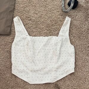 Target White Studded Crop Top